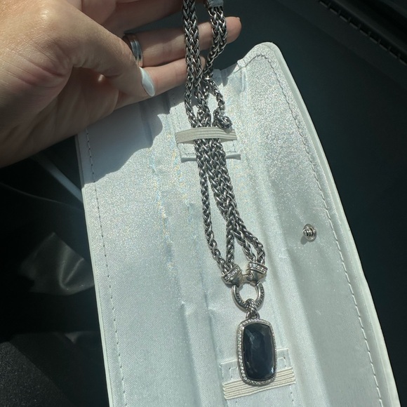 David Yurman Silver Necklace with Plum and Diamond Pendant - Picture 3 of 4